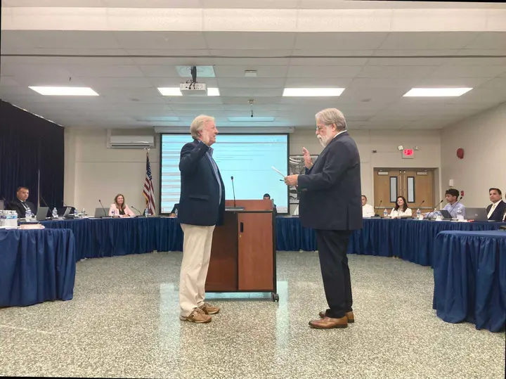 Sworn in: Three trustees plus first ever student rep take their seats at latest BOE meeting