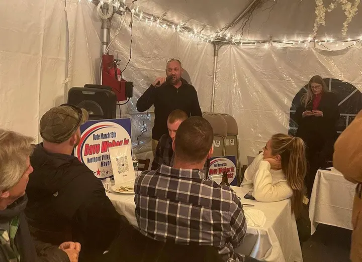 Northport Village Trustee Dave Weber announces campaign endorsements at fundraiser